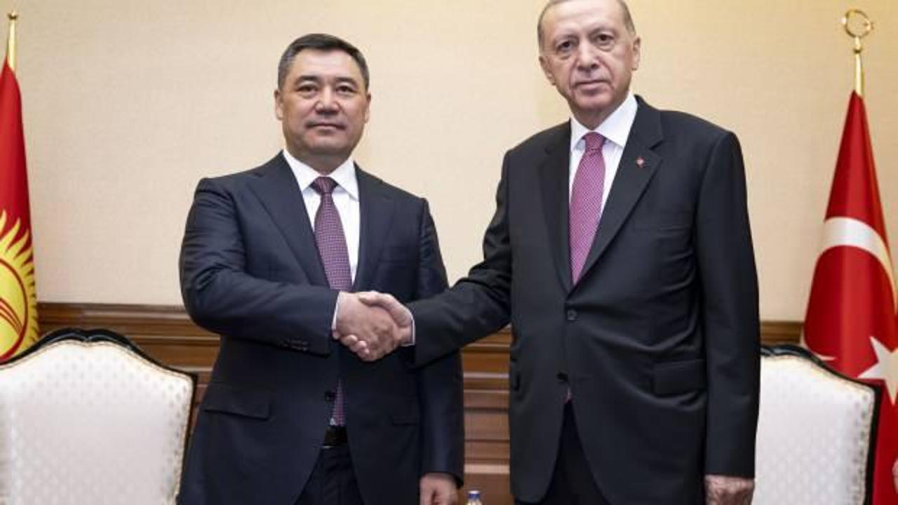 Cumhurbaşkanı Erdoğan, Kırgızistan Cumhurbaşkanı Caparov ile g&ouml;r&uuml;şt&uuml;