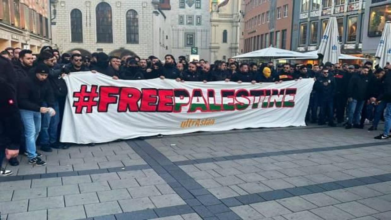 Galatasaraylı taraftarlardan Almanya'da Filistin'e büyük destek!