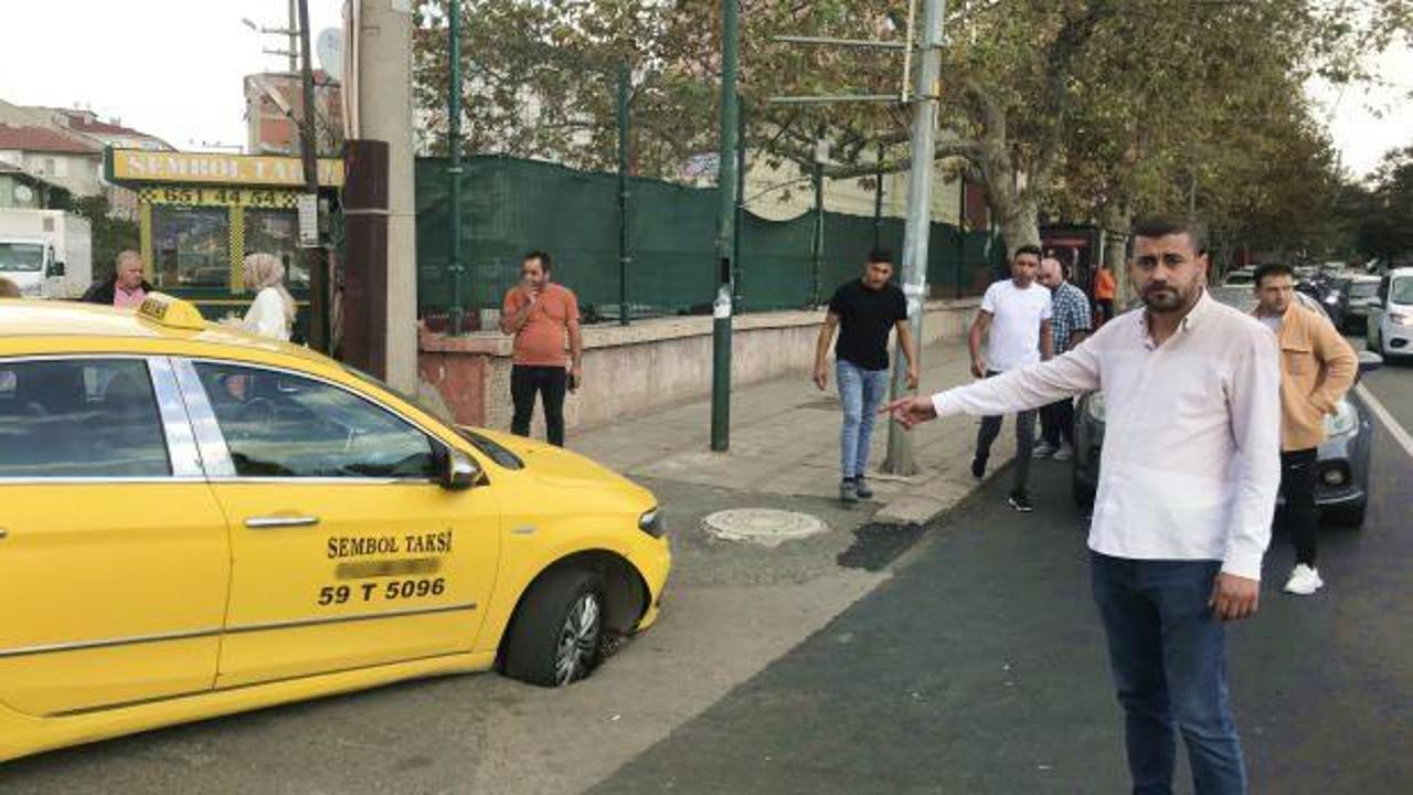 Tekirdağ'da taksi çukura düştü! CHP'li belediyeye isyan etti