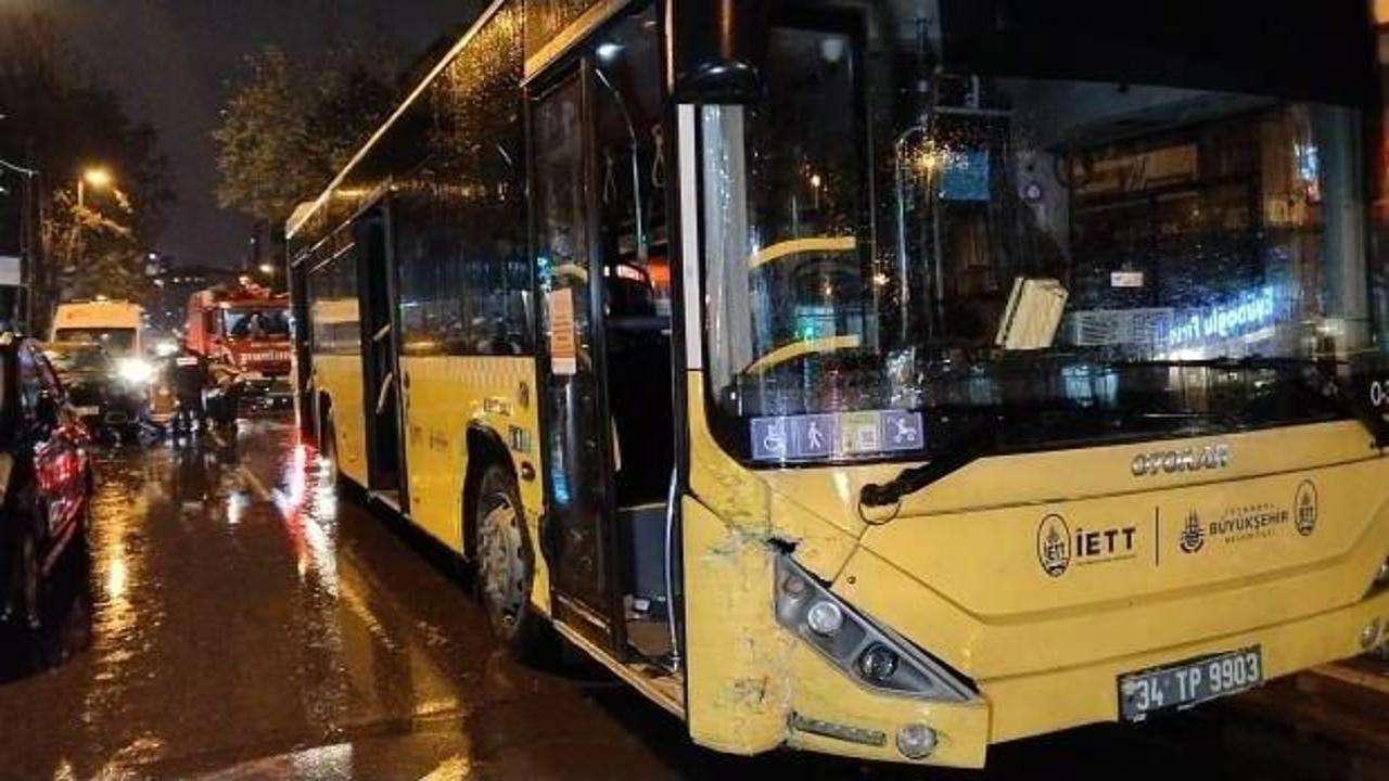 İETT otobüsü araca çarptı: 1 yaralı
