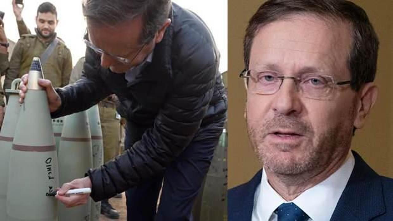 İsrail Cumhurbaşkanı'nın top mermisinin &uuml;zerine yazdığı mesaj tepki &ccedil;ekti