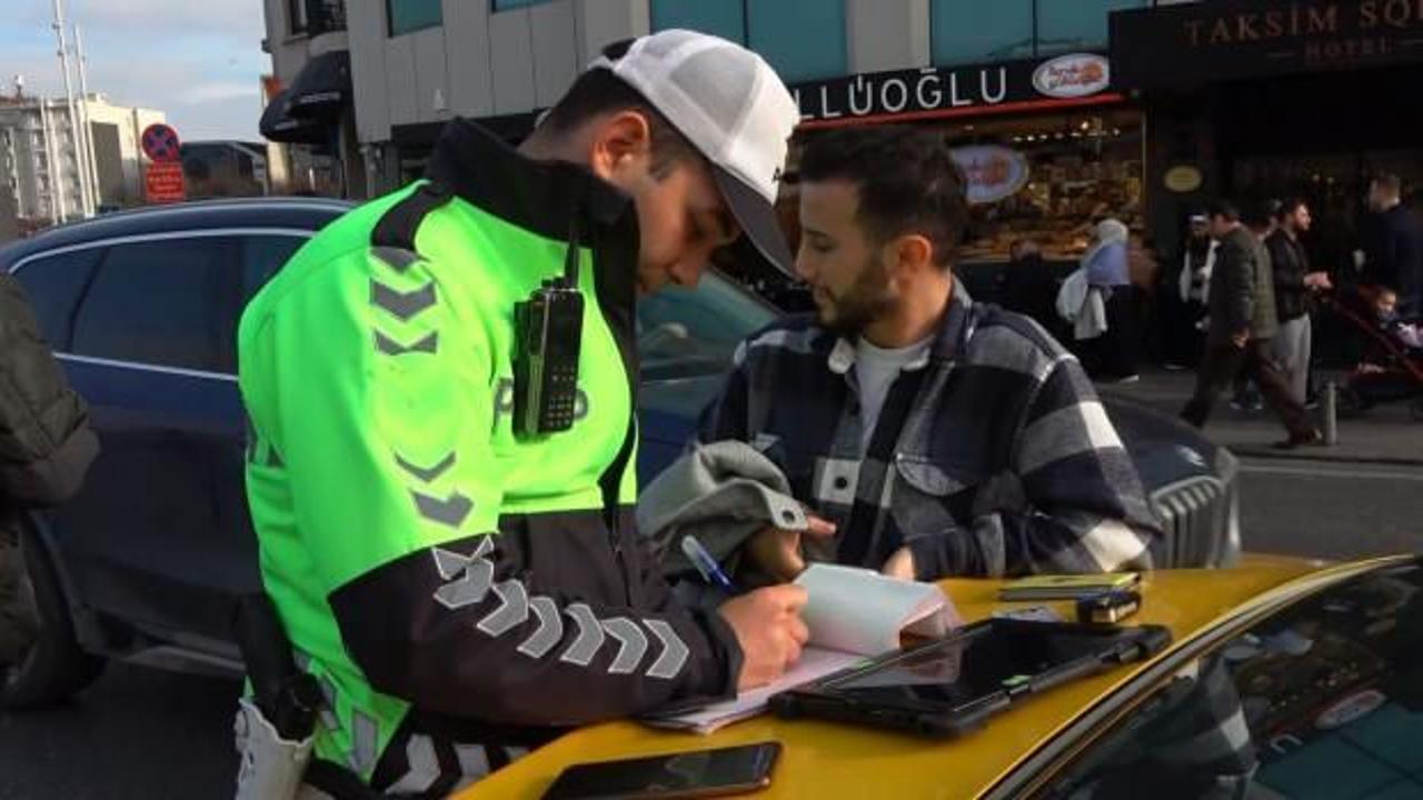 Taksim'de ticari taksilere yılın ilk cezaları kesildi