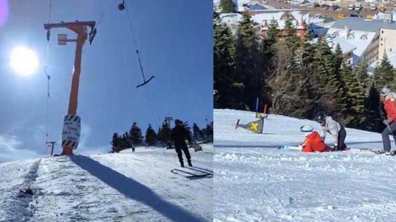 Uludağ&rsquo;da faciadan d&ouml;n&uuml;ld&uuml;! Telesiyejin telleri koptu