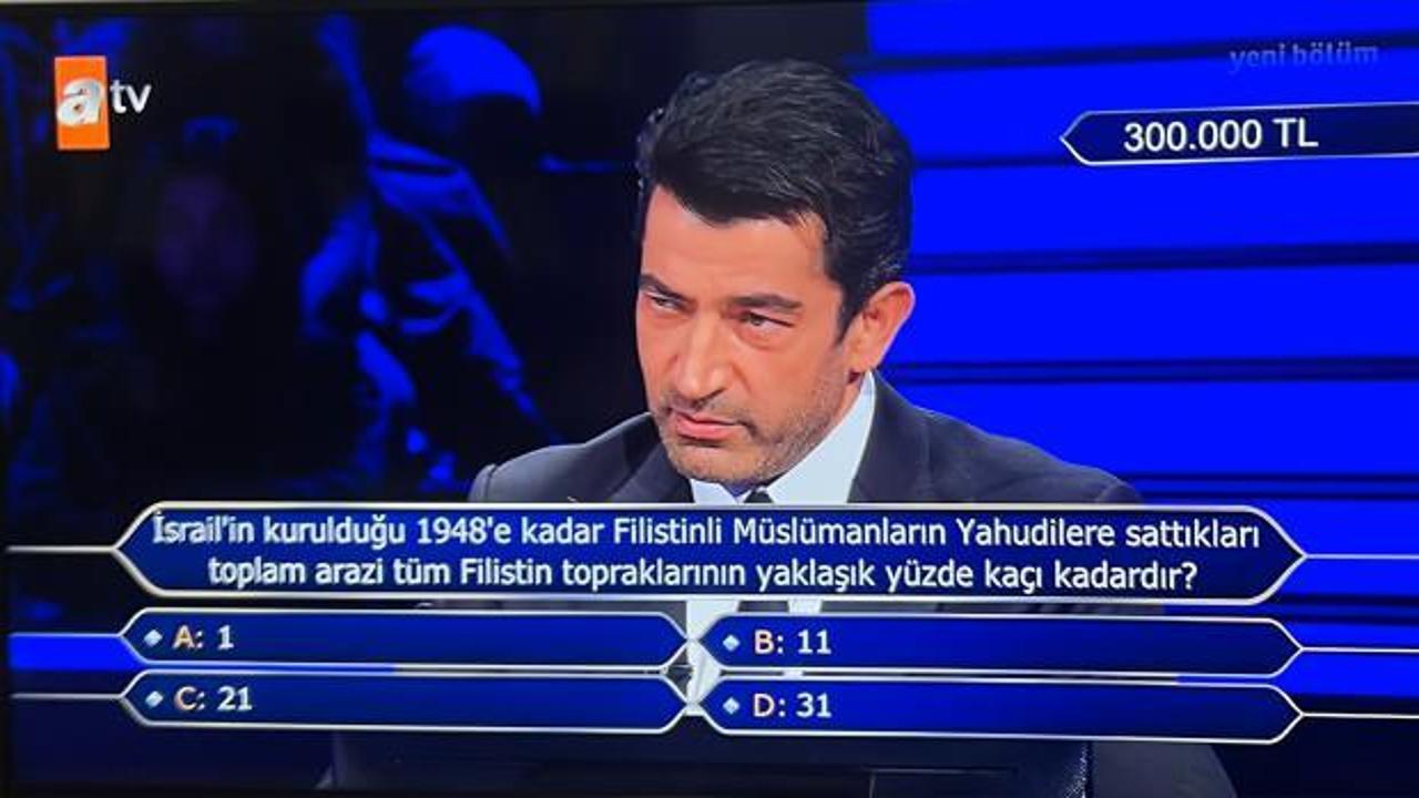 Kim Milyoner Olmak İster'e damga vuran soru: Yahudiler'e satılan Filistin toprakları...