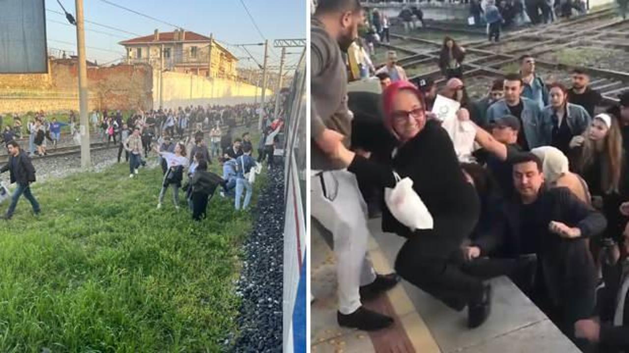 &Ccedil;ile sadece İstanbul&rsquo;da değil! Yolcular trenden inerek raylarda y&uuml;r&uuml;d&uuml;