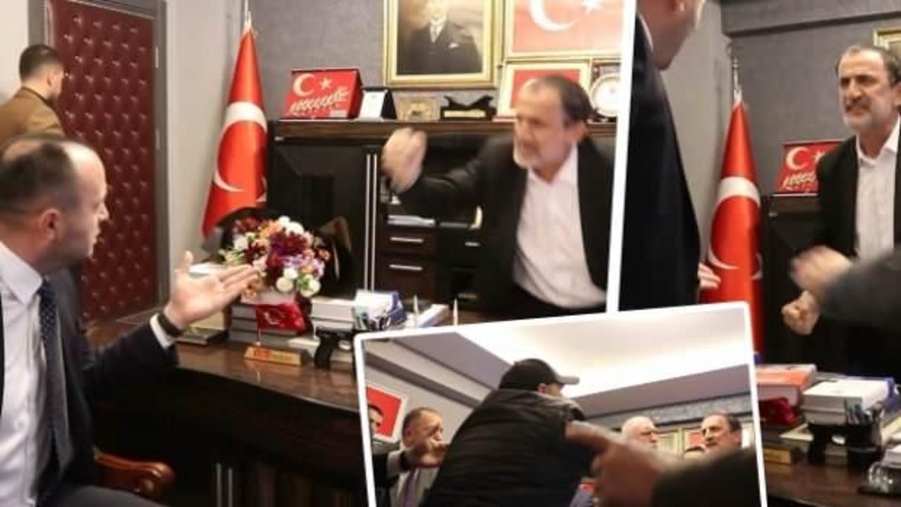 Makam odasındaki kavganın yeni g&ouml;r&uuml;nt&uuml;s&uuml;... Sarılıp kucaklaştıktan sonra yine gerilim