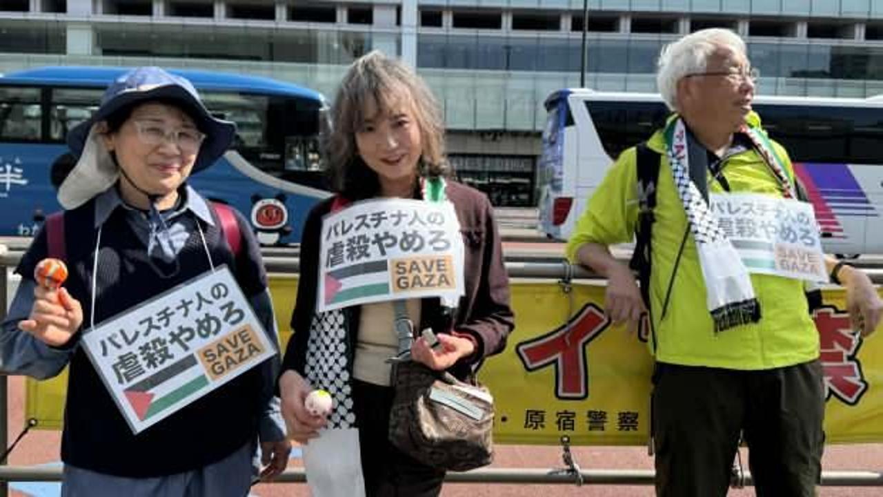 Tokyo'da Filistin'e destek gösterisi