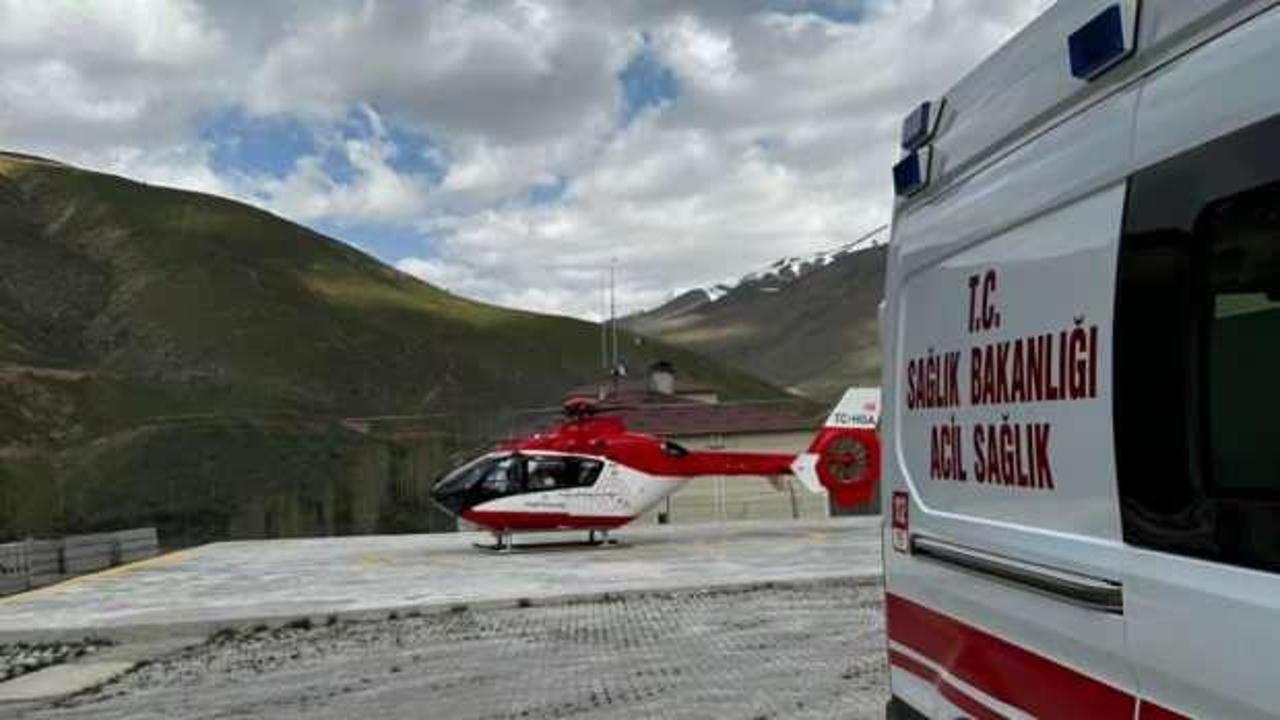 Van'da 53 yaşındaki hasta, ambulans helikopterle hastaneye nakledildi
