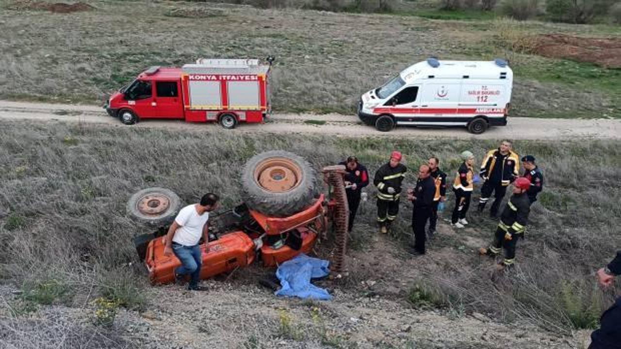 Konya'da traktör süren çiftçinin feci ölümü