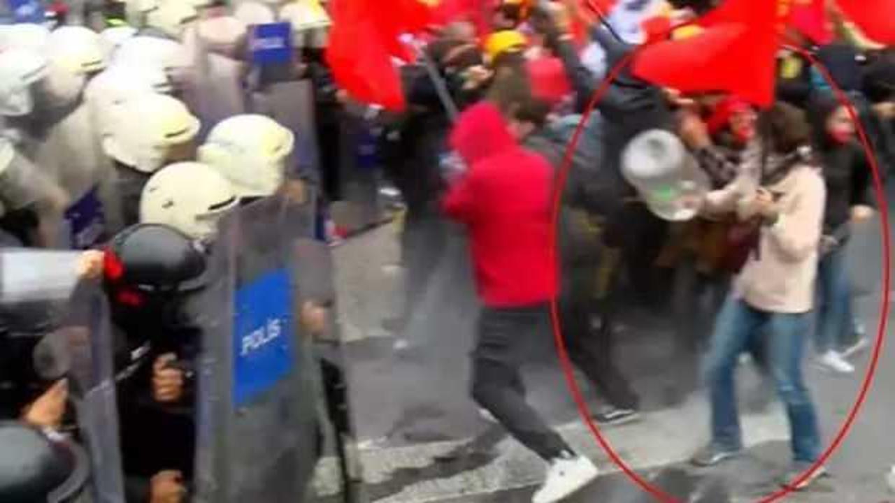 1 Mayıs&rsquo;ta polise damacanayla saldıran kadın yakalandı! 