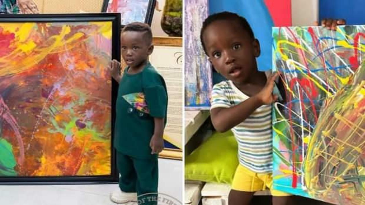 17 aylıkken resim yapmaya başladı: D&uuml;nya minik sanat&ccedil;ıyı konuşuyor