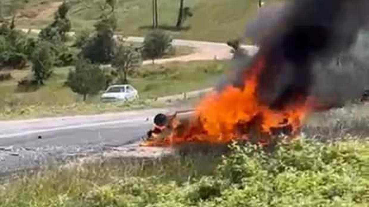 Dehşete düşüren kaza: Sürücü yanarak can verdi
