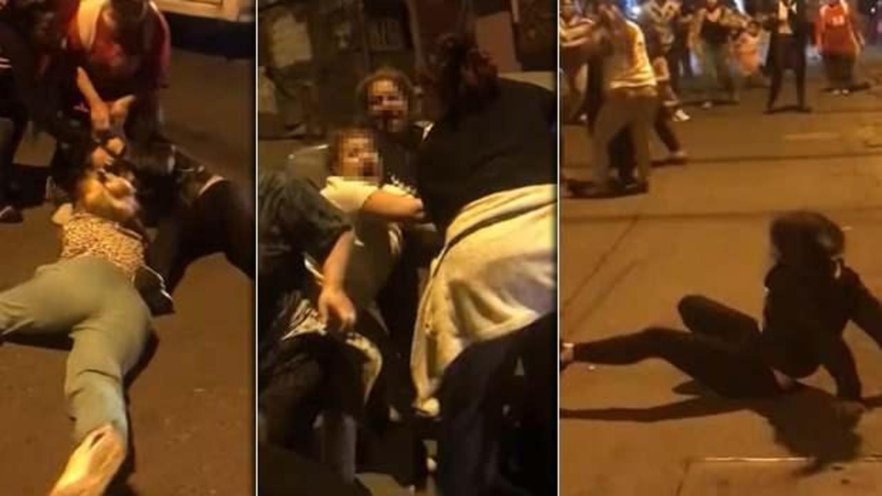 Şişli'de kadınlardan sa&ccedil; sa&ccedil;a 'aldatma' kavgası! Tekme ve yumruklar havada u&ccedil;uştu