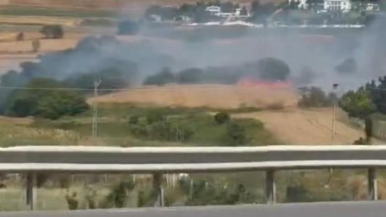 Silivri'de anız yangını:  Alevler evlere yaklaşıyor