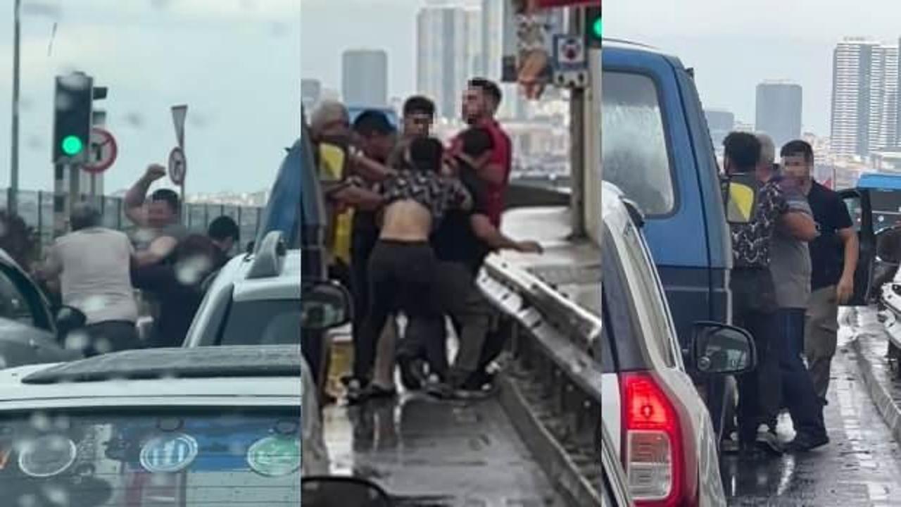 Pendik&rsquo;te trafikte yol verme kavgası: Yumruklar, tekmeler havada u&ccedil;uştu