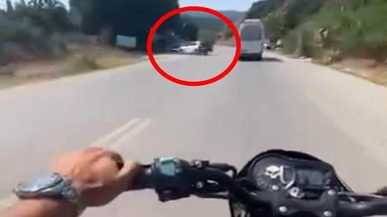 Bursa'da motosikletlinin korkutan kazası: Saniye saniye kamerada!