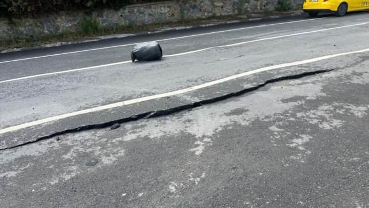 Sarıyer'de yol çöktü