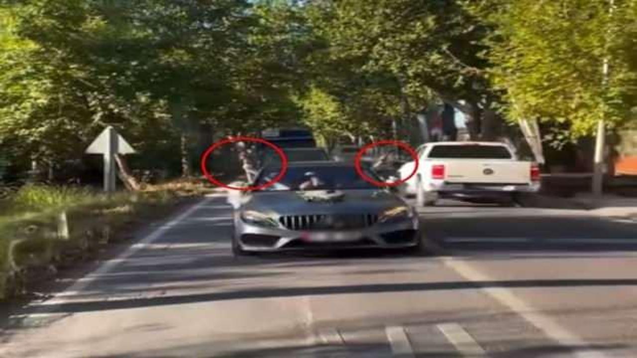 Otomobilden ateş a&ccedil;an gelin ve damadın cezası belli oldu!