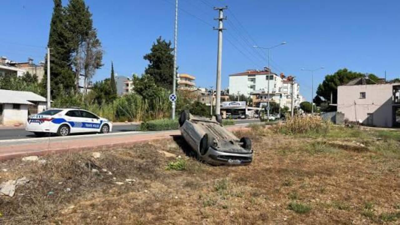 Babasının otomobilini alıp takla atan gencin burnu bile kanamadı