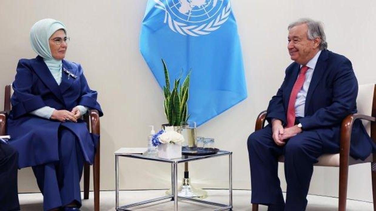 Emine Erdoğan, BM Genel Sekreteri Guterres'le g&ouml;r&uuml;şt&uuml;!