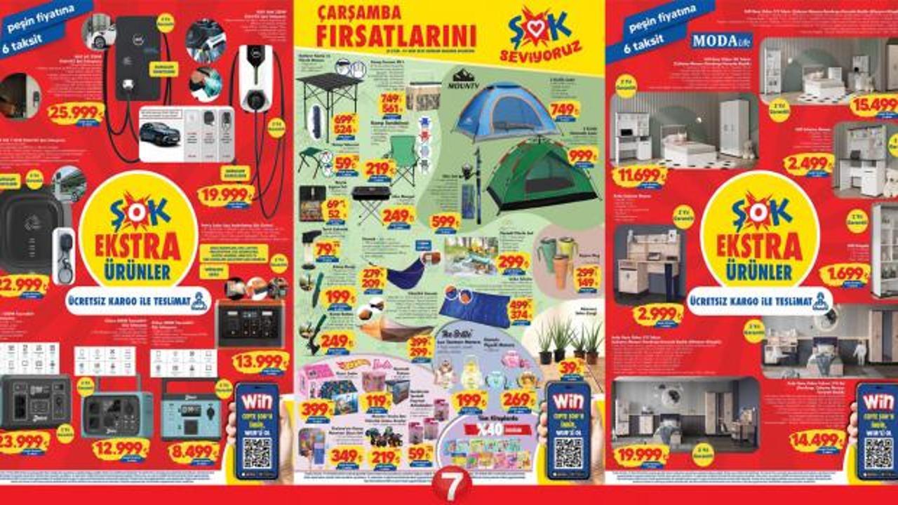 ŞOK Aktüel 26 Eylül 2024 Kataloğu! Elektrikli şarj istasyonu, genç odası, kamp çadırı, merdiven...