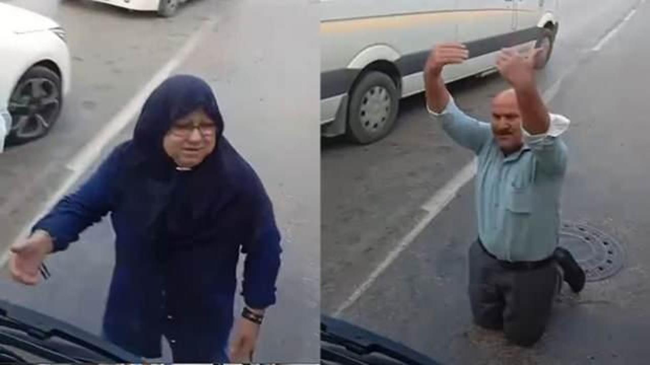 Engelli oğlu i&ccedil;in otob&uuml;s&uuml;n &ouml;n&uuml;ne yattı!