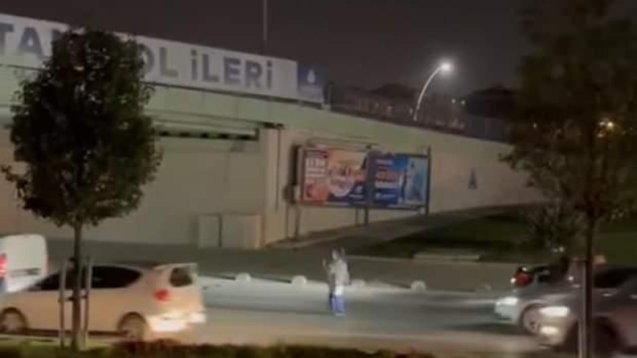 Kimse ne yaptıklarını anlamadı! Otoyolda ilgin&ccedil; anlar