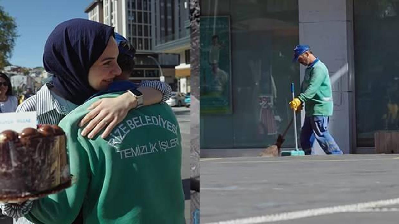 Temizlik görevlisine dev ekranda duygulandıran sürpiz!