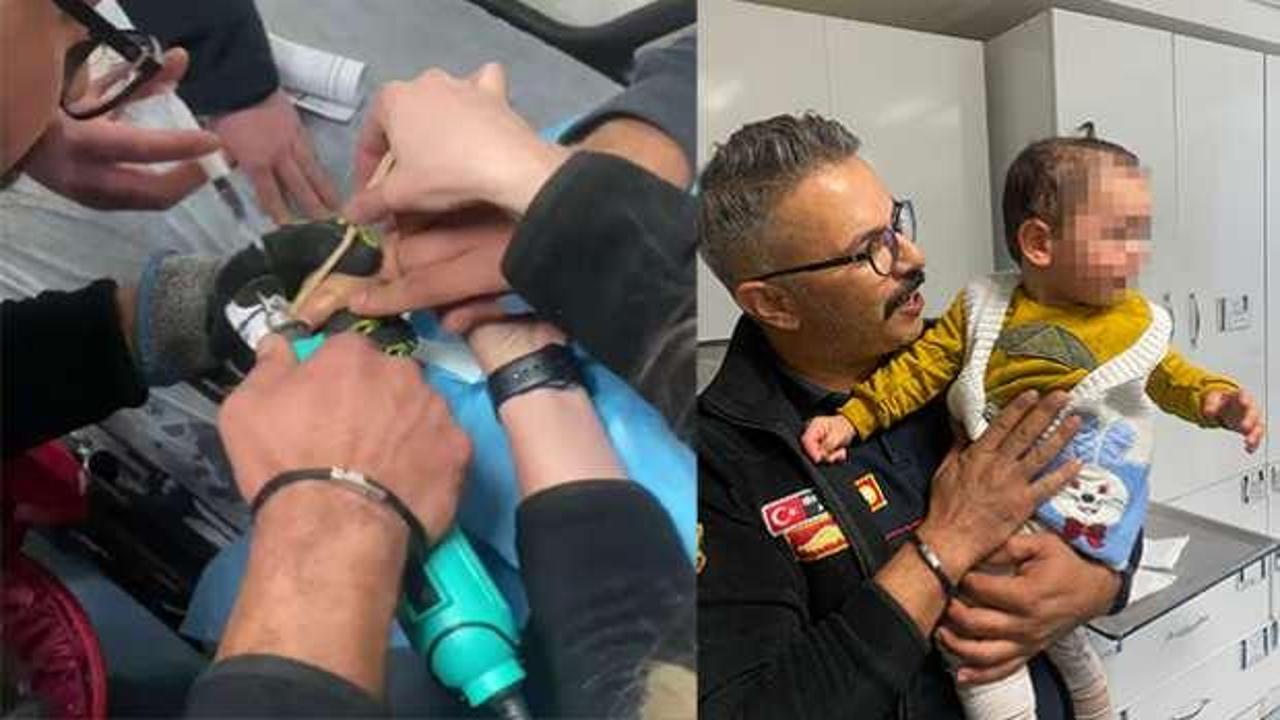 Bir yaşındaki bebeğin oyun merakı başına iş a&ccedil;tı! Parmağının sıkıştığı yer...