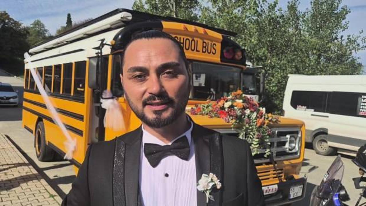 700 bin lira harcanan 'School Bus' gelin arabası oldu