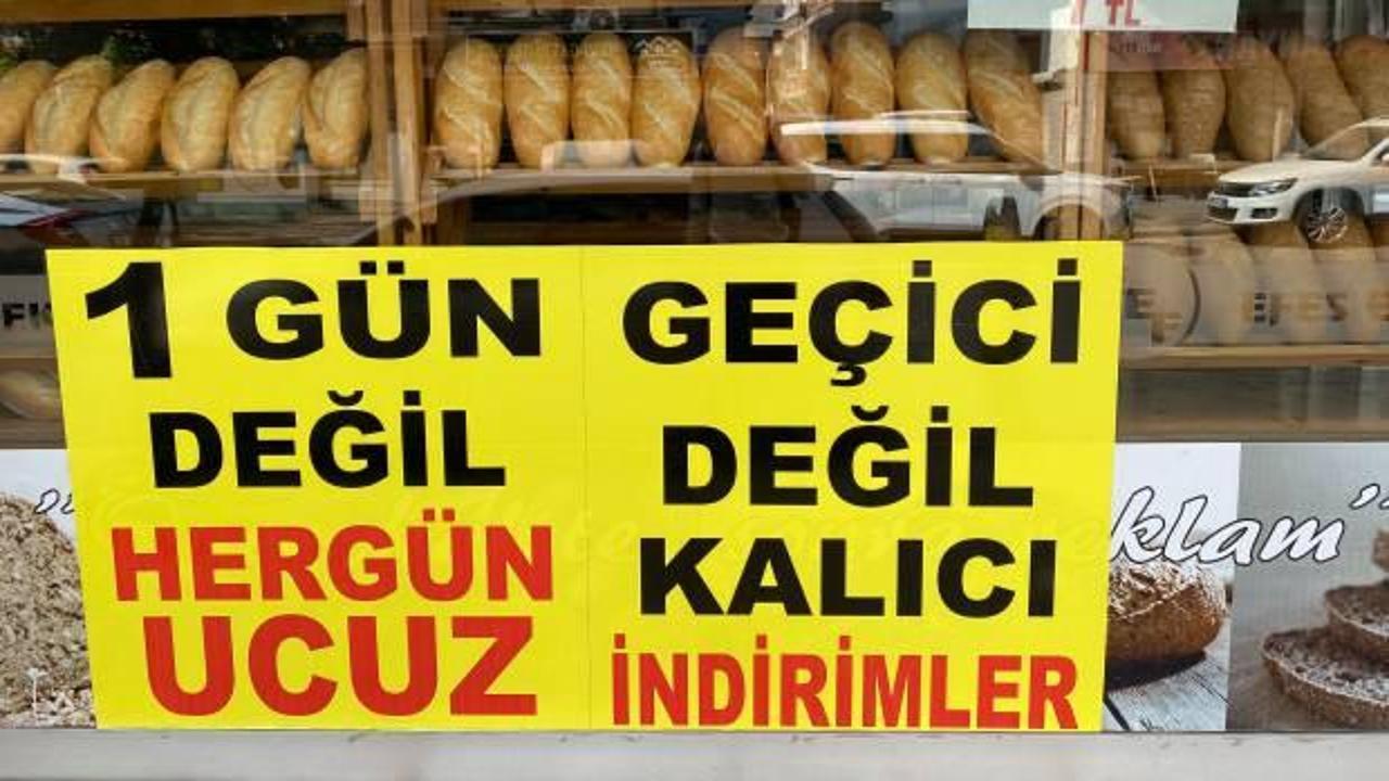 Fırın camına astığı yazıyla, ekmeği 4 TL&rsquo;ye d&uuml;ş&uuml;rd&uuml;!