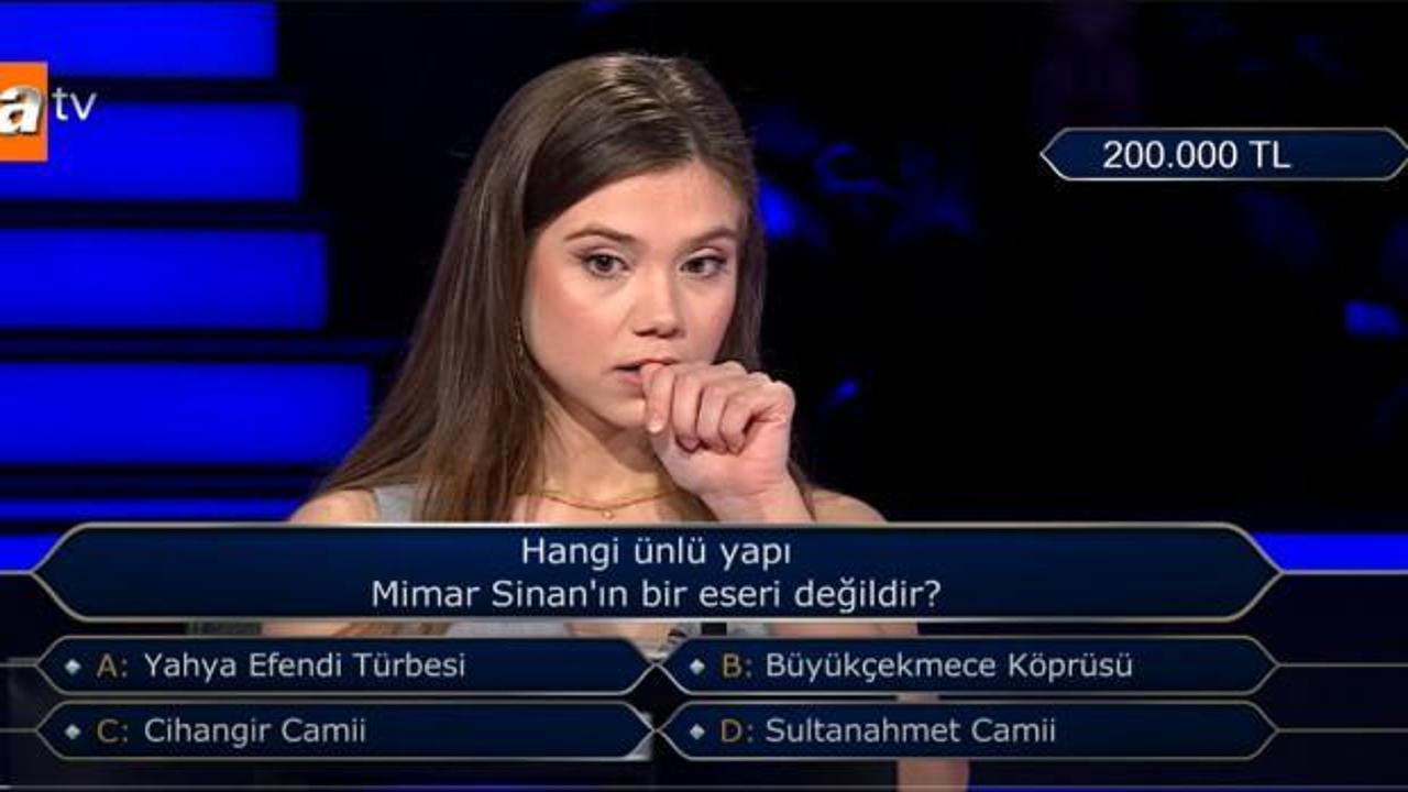 Milyoner'de zor soru! Hangisi Mimar Sinan'ın eseri değildir? Çözerken zorlanacaksınız!