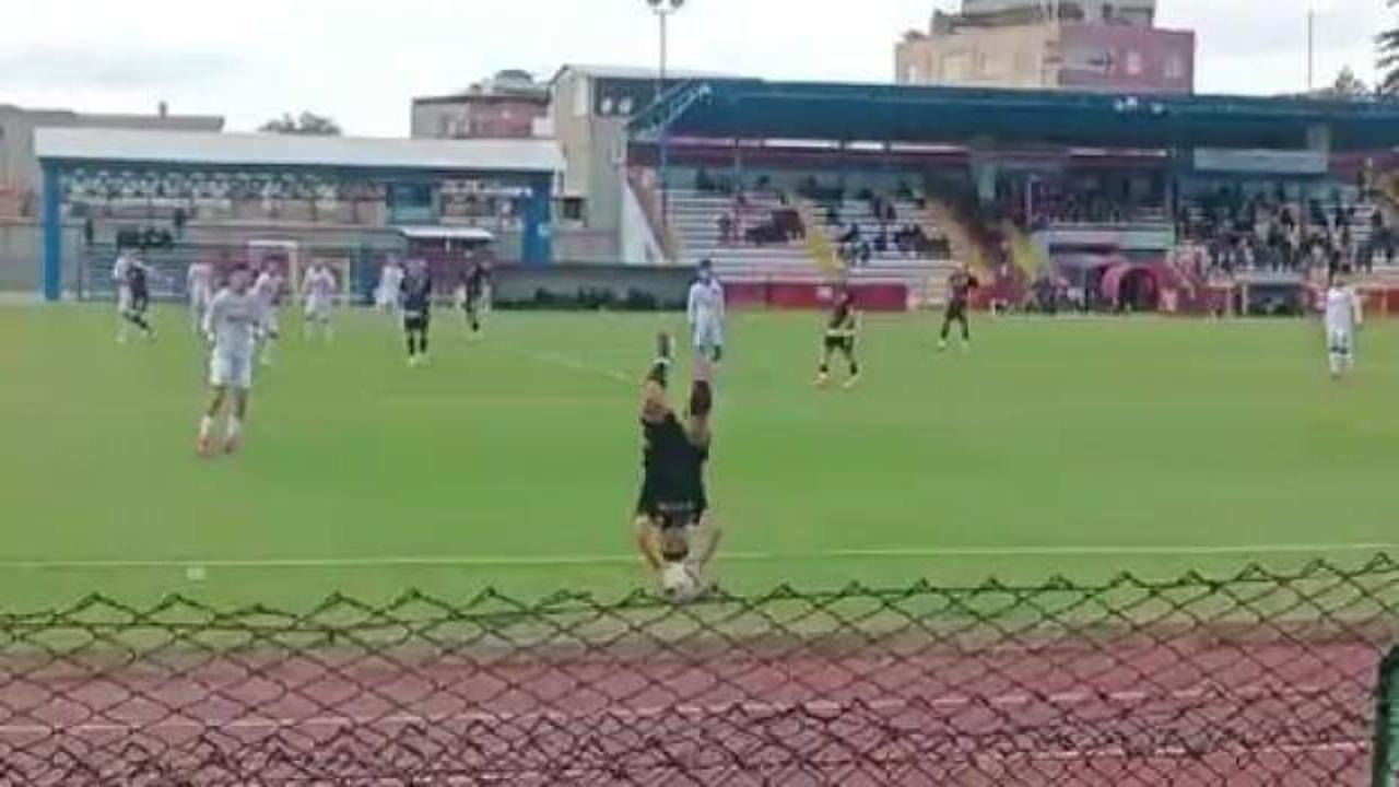Amat&ouml;r Lig'de tarihe ge&ccedil;en ta&ccedil; atışı! İşte muhteşem gol