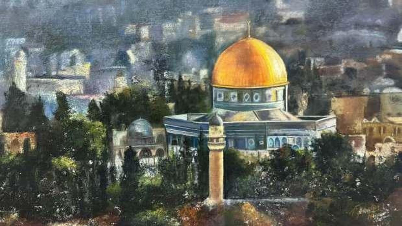 G&ouml;n&uuml;llerindeki Kud&uuml;s&rsquo;&uuml; tuvale taşıyan ressamlar Ankaralı sanatseverlerle buluşuyor