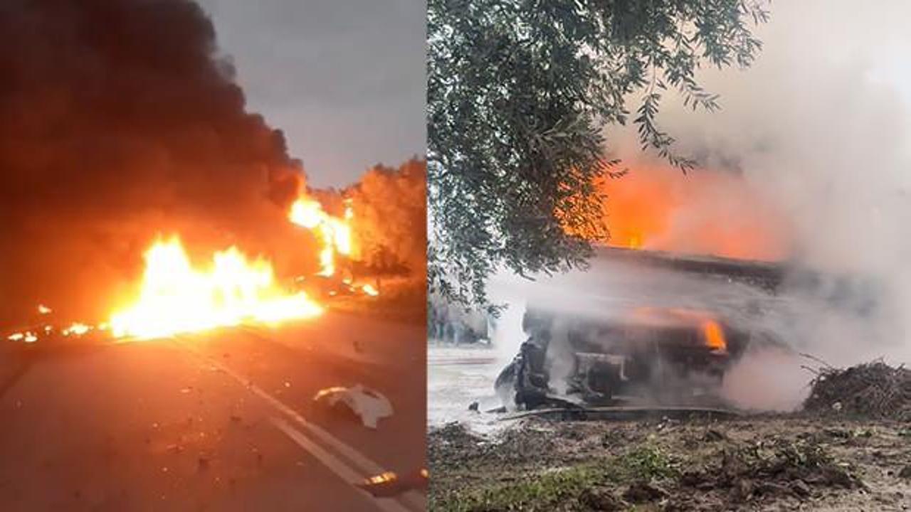 Feci kaza: Tanker bomba gibi patladı! Ortalık savaş alanına döndü
