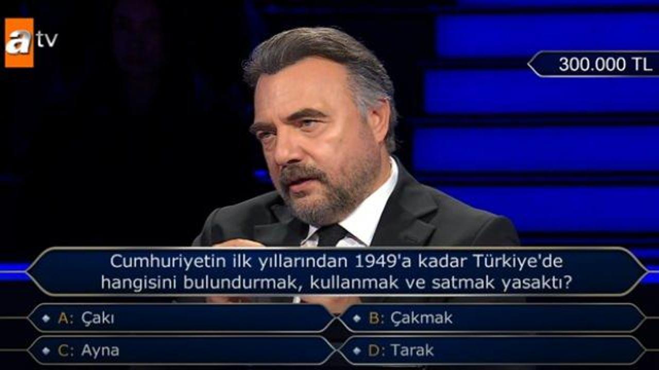 T&uuml;rkiye&rsquo;de 1949&rsquo;a kadar hangisi yasaktı? Milyoner'de 300 bin TL'lik soru