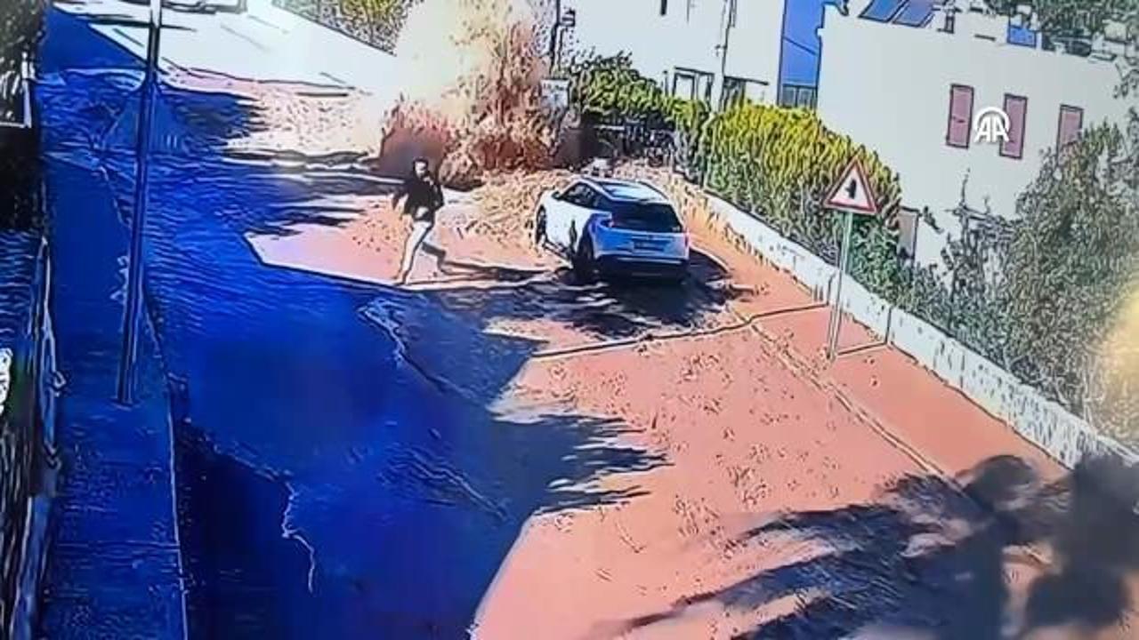 Bodrum'da isale hattının patlaması sonucu yolda g&ouml;&ccedil;&uuml;k oluştu