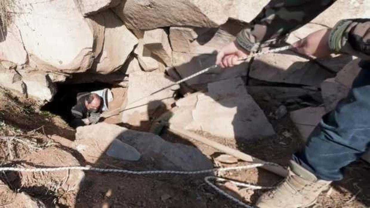 Suçüstü dedikleri bu olsa gerek: Definecileri halatla çektiler