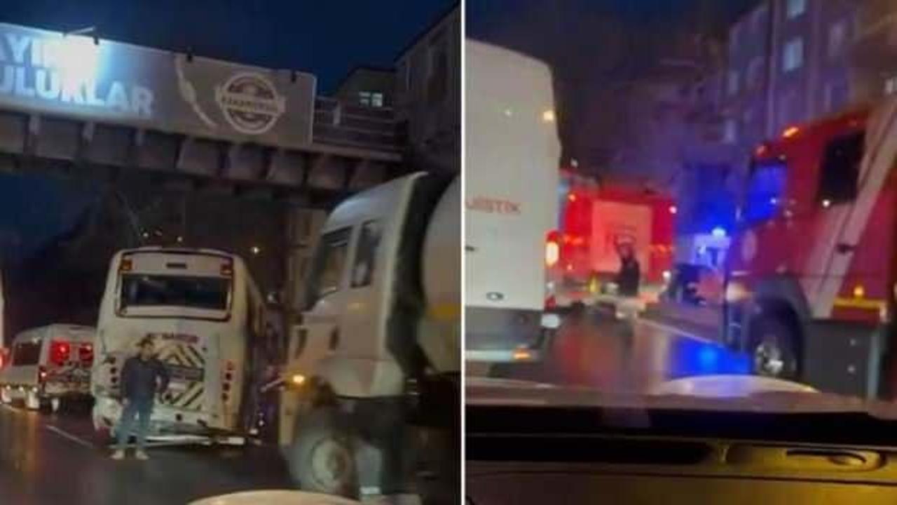 Kocaeli&rsquo;de 3 minib&uuml;s ile tankerin karıştığı zincirleme kaza! 12 yaralı