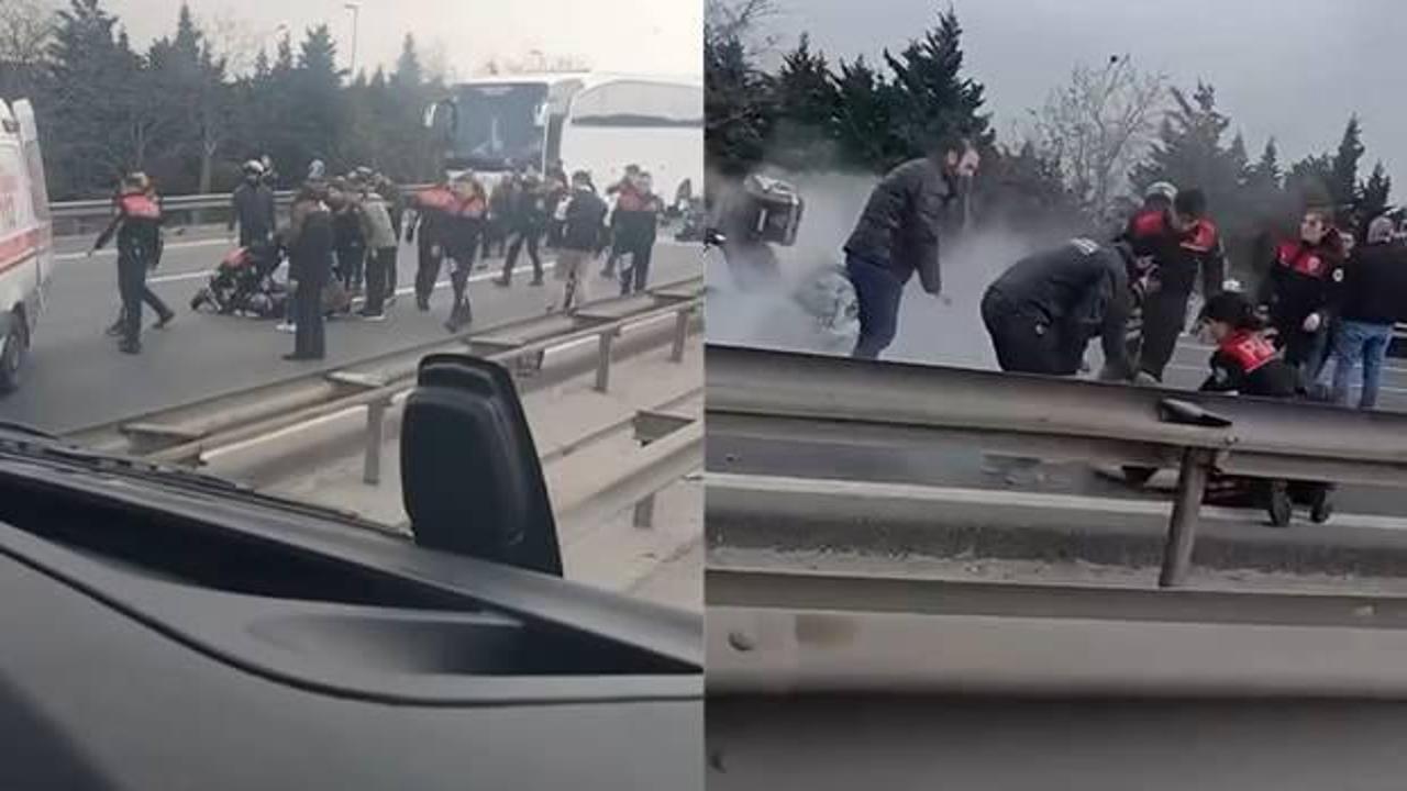 TEM'de zincirleme kaza: 4 polis yaralandı!