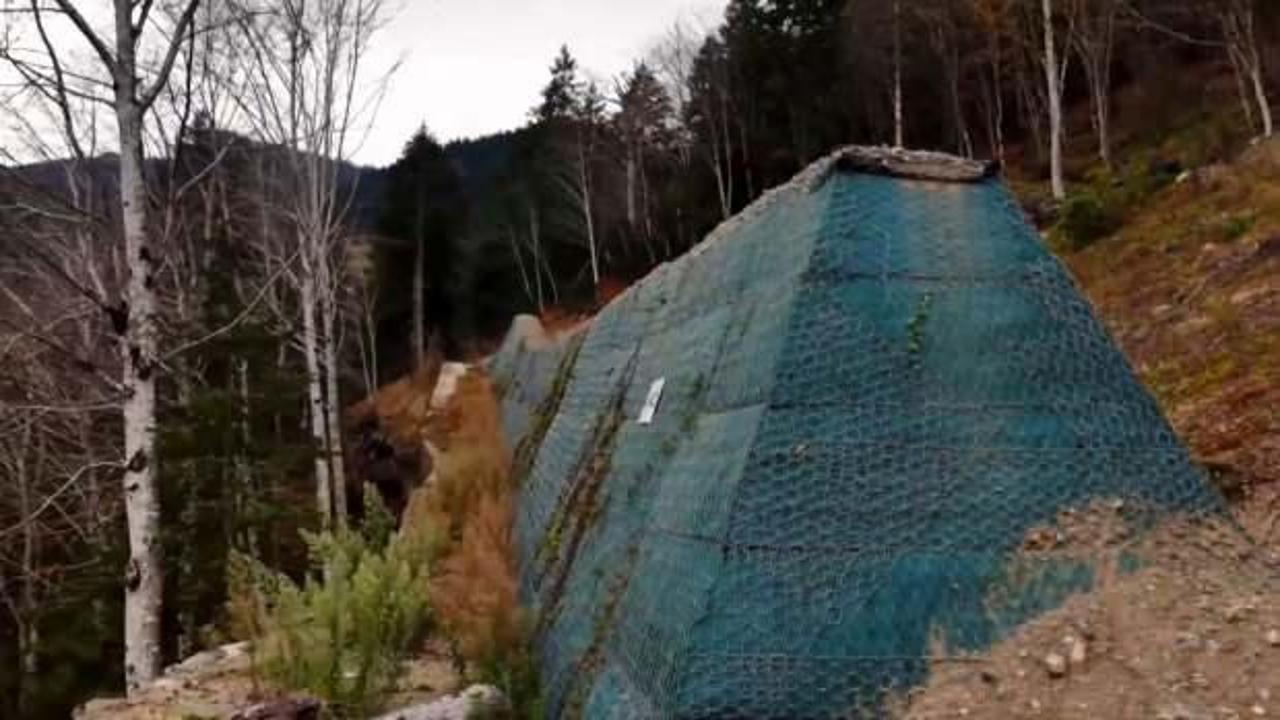 Kaya d&uuml;şme tehdidine AFAD'dan 'gabion duvar'lı kalkan! 