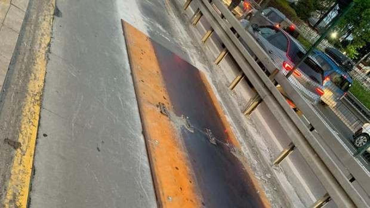 Metrob&uuml;s yolu hayrete d&uuml;ş&uuml;rd&uuml;: Demirden levhalarla kapattılar