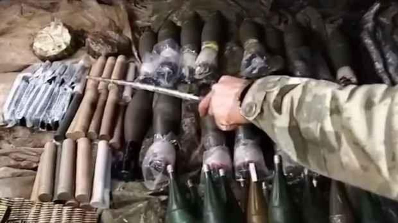 Pen&ccedil;e-Kilit b&ouml;lgesinde tespit edilen mağarada silah ve m&uuml;himmat ele ge&ccedil;irildi