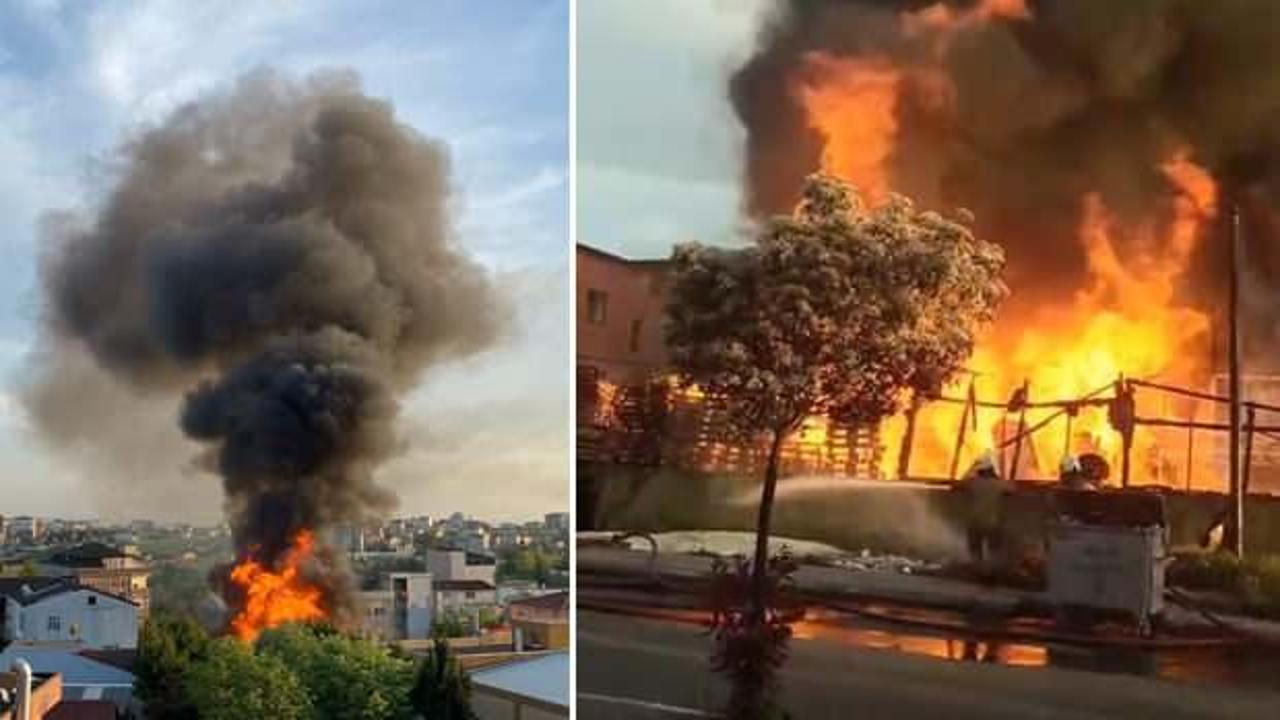 Pendik'te palet fabrikasında korkutan yangın