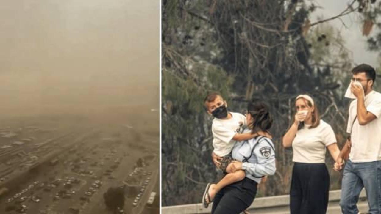 Yangına teslim olan İsrail'i şimdi de şiddetli kum fırtınası vurdu!
