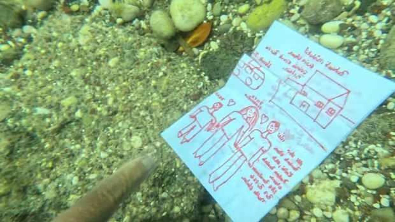 Denizin dibinde şaşırtan yazılar! Dalış yapınca bulundu