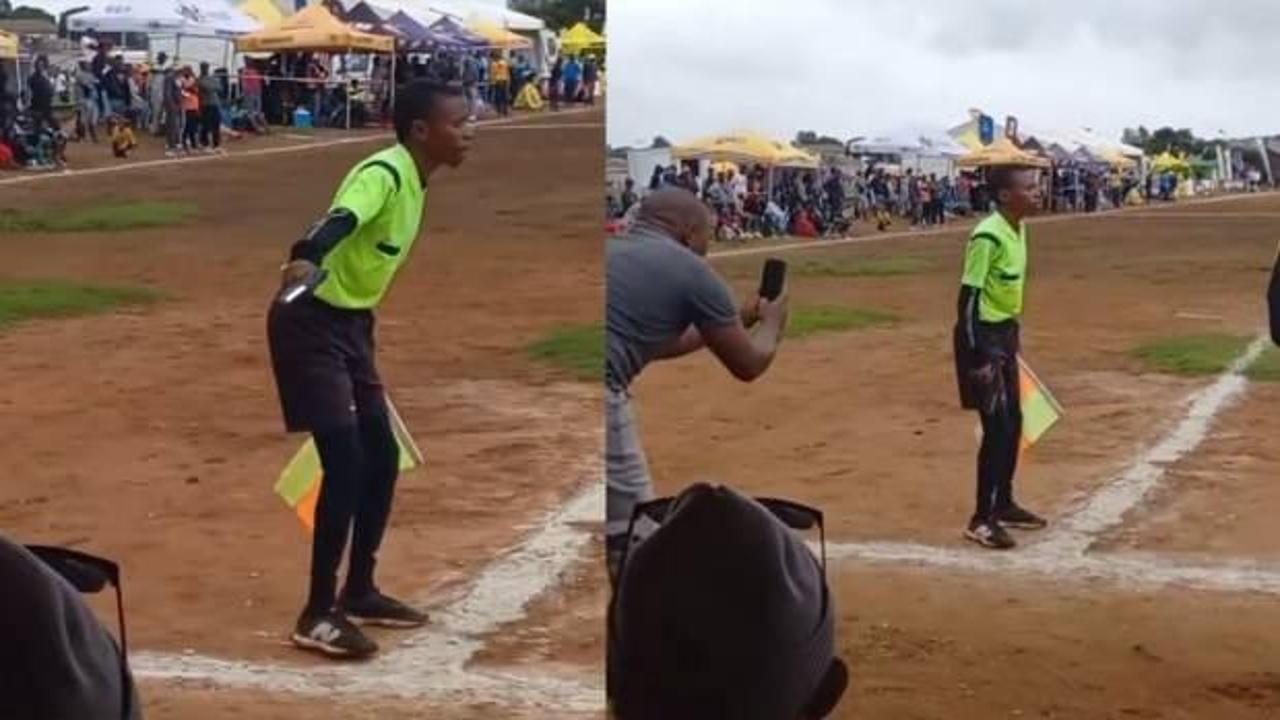 Hakem 'Yaklaşma sıkarım' diyor: Kale önündeki pozisyonu silahla takip etti