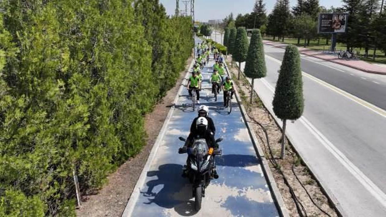 Konya'da örnek proje: Çocuklar okullarına bisikletle güvenle ulaşıyor