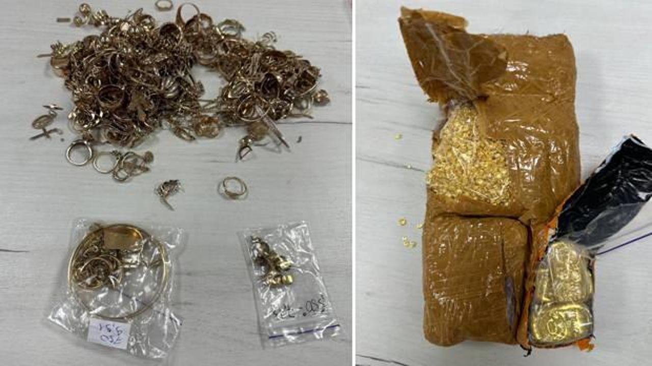Kot pantolondan servet çıktı! 4,6 kilo altın mücevherle yakalandılar