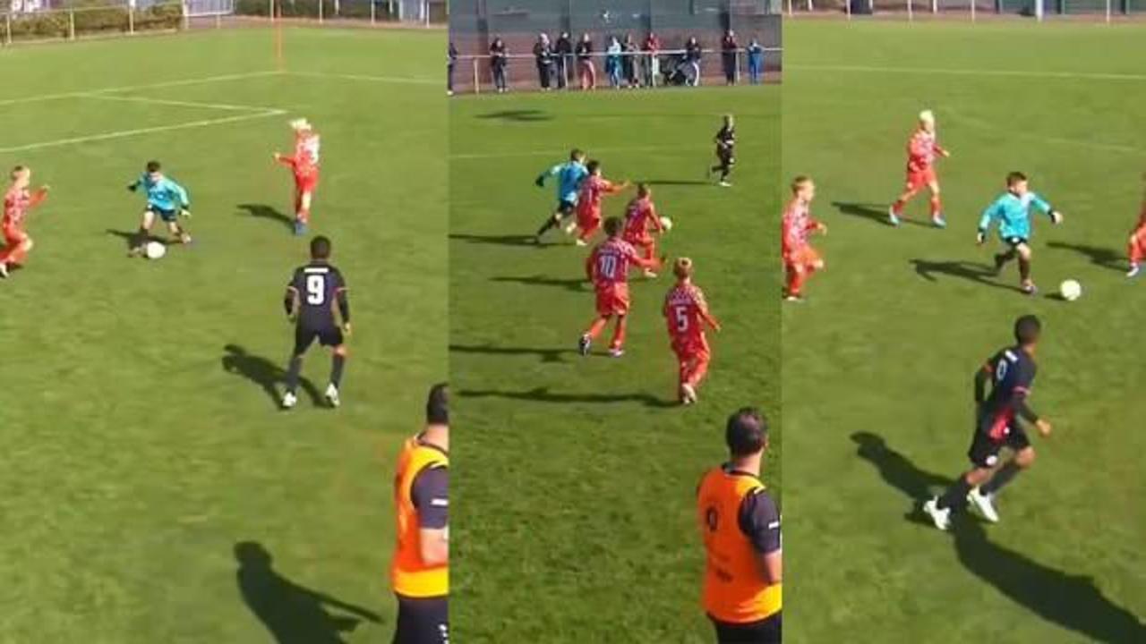 'Servet &Ccedil;etin &ccedil;alımlarıyla' rakip kaleye gitti: Minik kaleciden resital